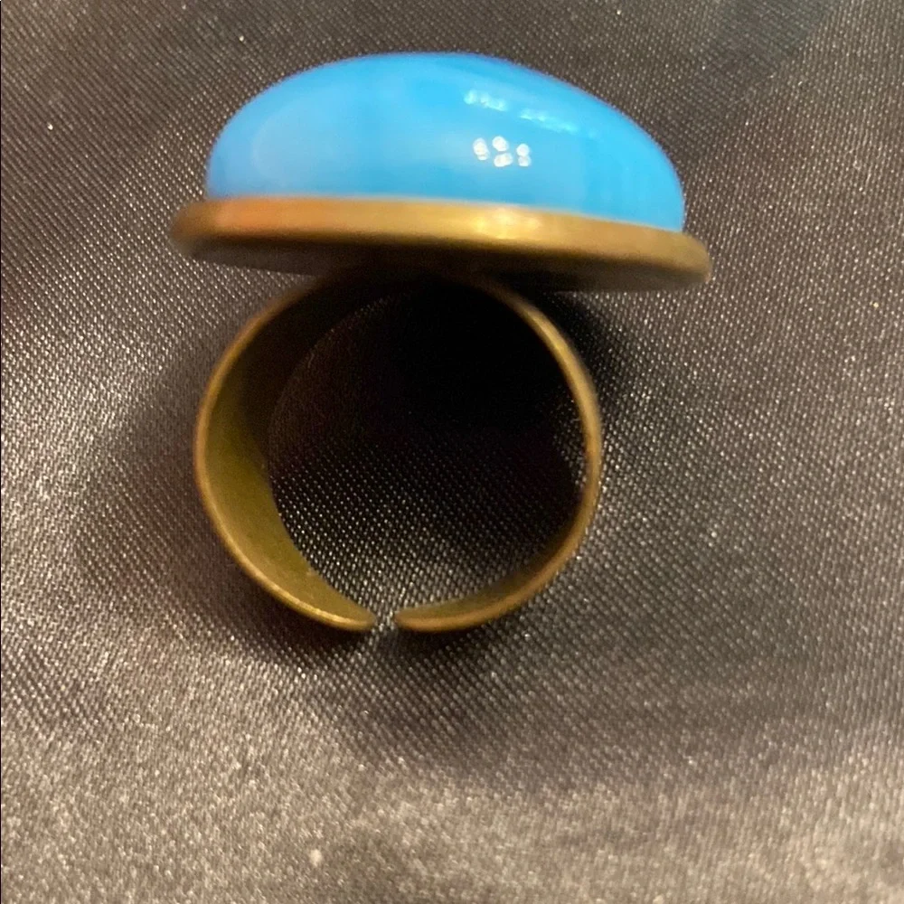 Blue and Gold Adjustable Ring - Picture 2 of 3
